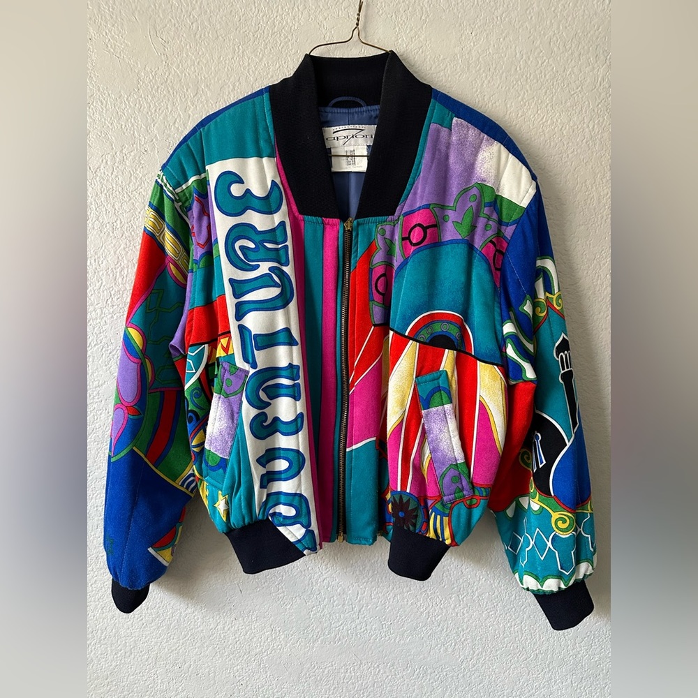 Vintage Apriori bomber jacket with sun on the back size 8